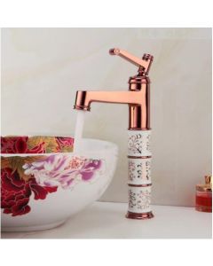 Rose Gold Marble Stone Tap Bathroom Basin Mixer Tap 