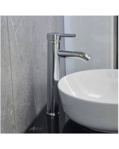 Tall Single Lever Basin Mixer Chrome Finish - Basin Tap for Hot and Cold Water 