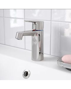 Wash-basin mixer tap with strainer chrome-plated