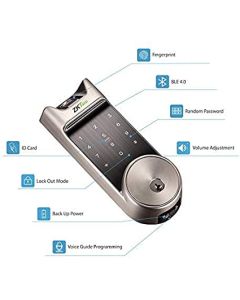 ZKTeco AL40B Deadbolt Digital Lock with Bluetooth Enabled Fingerprint Detection 5 Mifare Cards