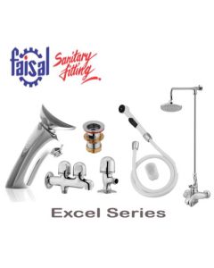 Faisal Sanitary Excel series 2107 Single Lever complete 8 Pieces Bath set Chrome 